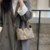 Woven Crossbody Bag with Gold Chain Accents